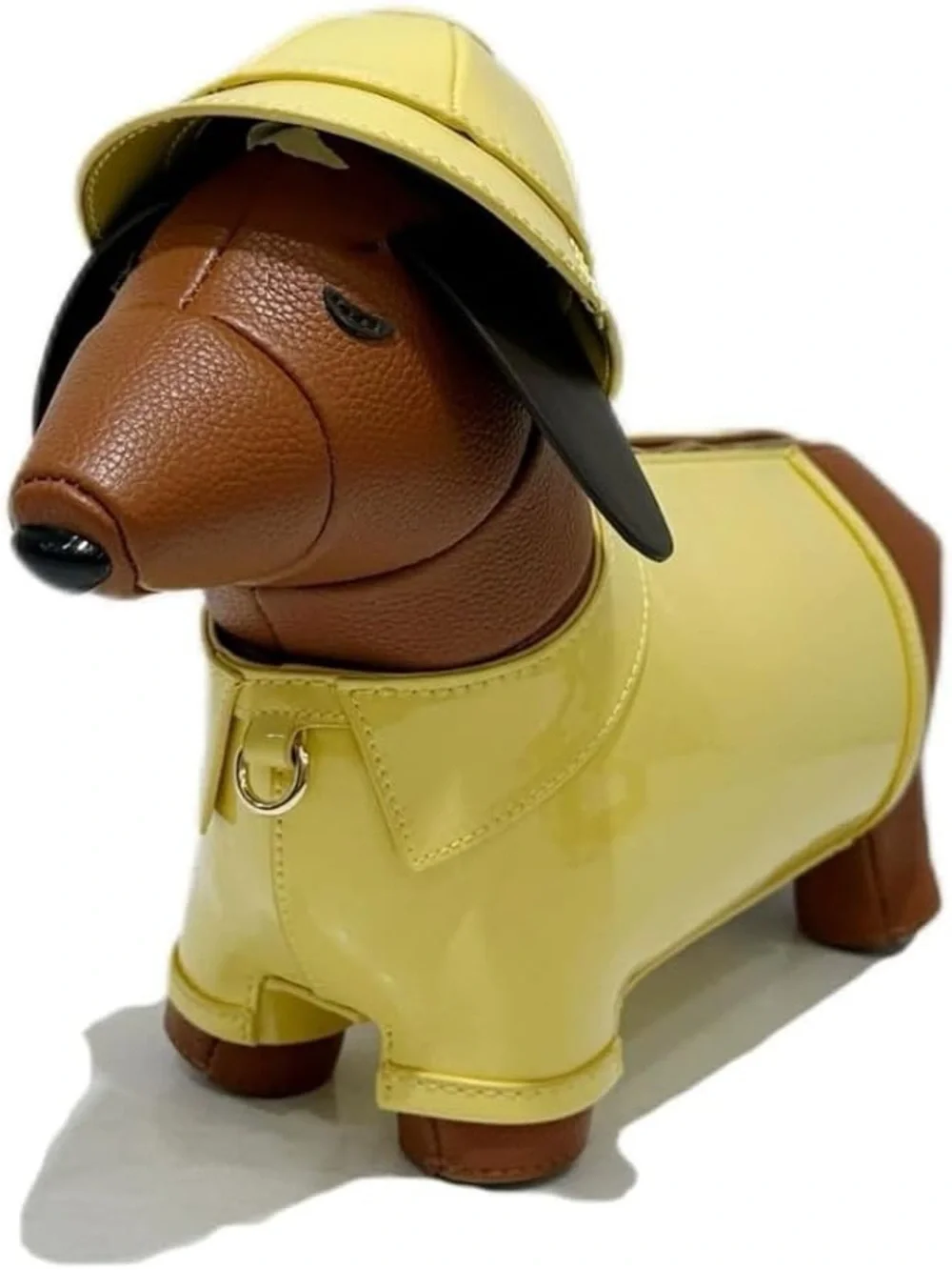 Yellow Dachshund Crossbody Bag with Brown Accents